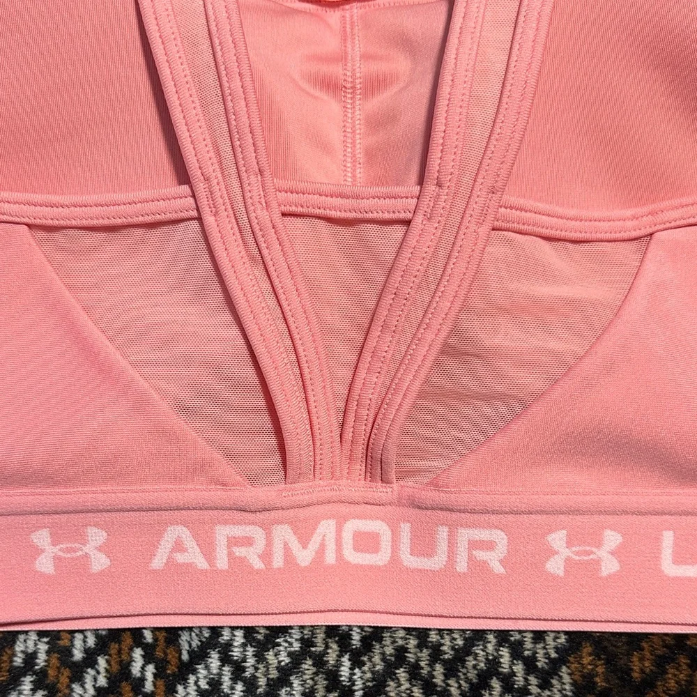 Under Armour Pink Sports Bra w/ Mesh Paneling - Picture 3 of 4